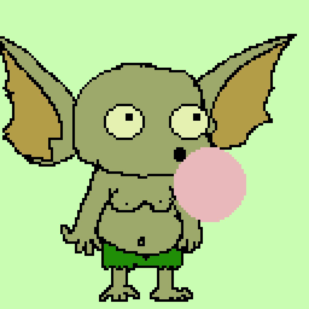 A GROBZ character, a small strange pixel-art creature